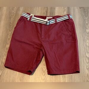 Express Cotton Chino Short Classic Fit Belted Mens size 38 NWT Burgundy Maroon